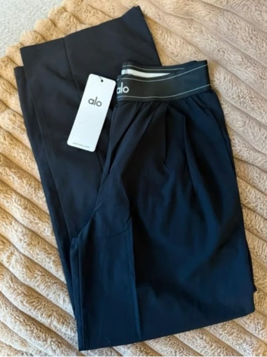ALO Yoga Pants - ALO Yoga Men’s Black Jogger-Style Sweatpants with Branded Waistband
